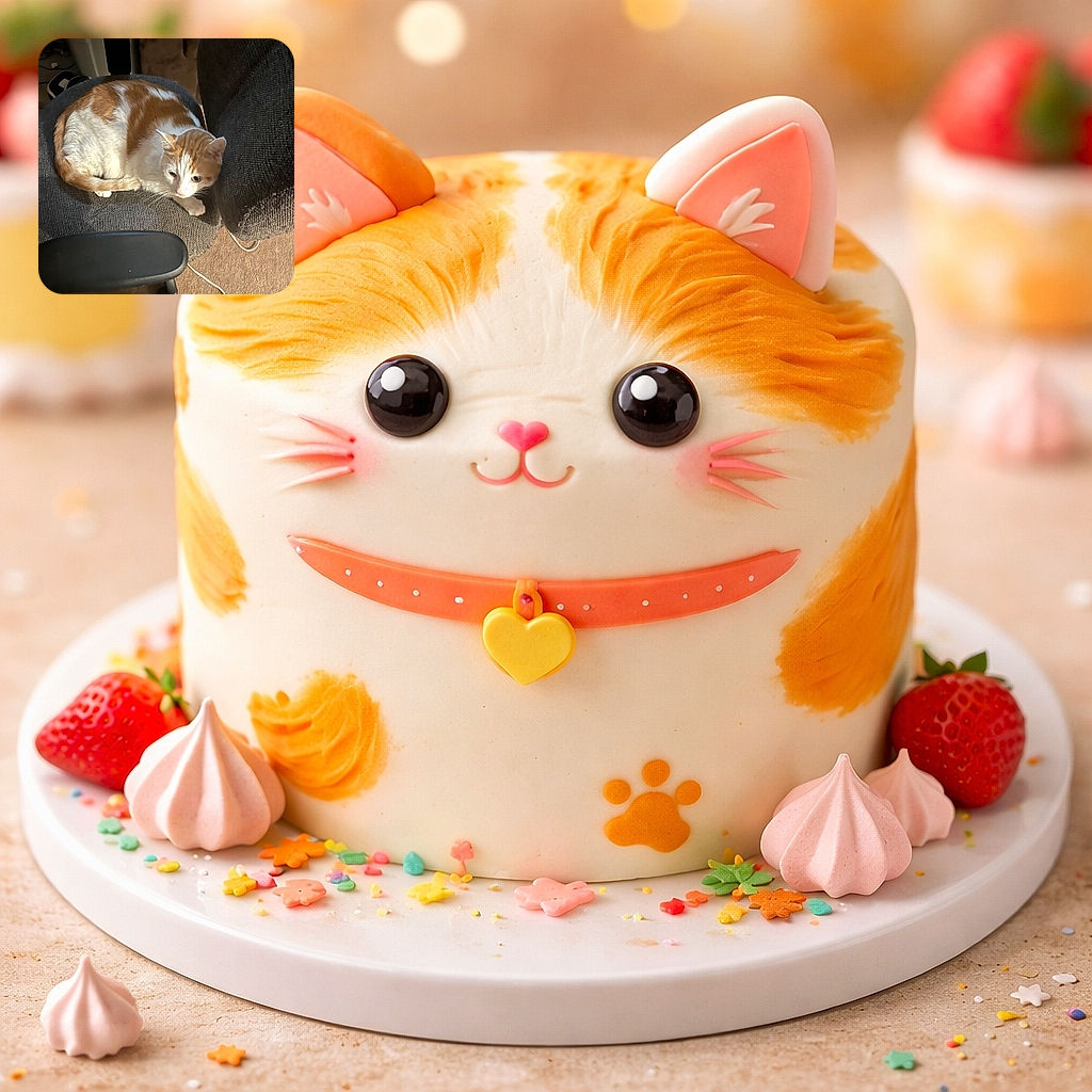 A cozy orange and white cat curled up on a textured gray chair, basking in soft natural light with a calm and contemplative expression, surrounded by a homey setting with carpet and a black chair armrest visible.
