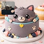 A grey cat loafs like a plush potato on a dark quilt, giving the world a very unimpressed stare. Behind it, a framed photo, a tall vase with a single stem, and a textured wall provide cozy domestic drama while a pink sock naps nearby.