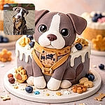 A head-tilting puppy model stares into the camera with soulful eyes and a dashing harness, as if auditioning for 'best cheeky canine of the year'—deck stage, dramatic blur, and maximum adorable energy.