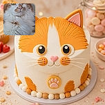A majestic fluffy orange-and-white cat stares into the camera like a tiny, whiskered lion who has just discovered the household budget. Its golden eyes, pink nose, enormous ruff, and elegantly folded paws make this portrait pure feline royalty.