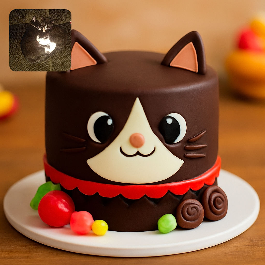 Two black and white kittens are snuggled up on a textured brown couch, curled into a perfect yin-yang of fluff and cuteness, dreaming of endless naps and treats.