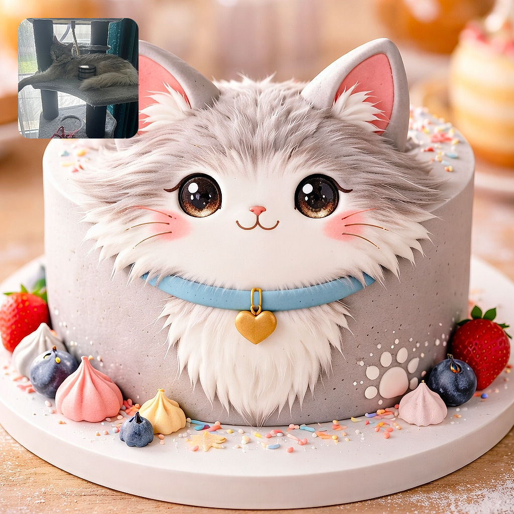 A fluffy cat lounges lazily on a multi-level cat tree by a window, stretching one paw out like it owns the place. Sunlight filters through sheer curtains, casting a soft glow on the relaxed feline and its cozy perch, with a small metal container resting on its side.