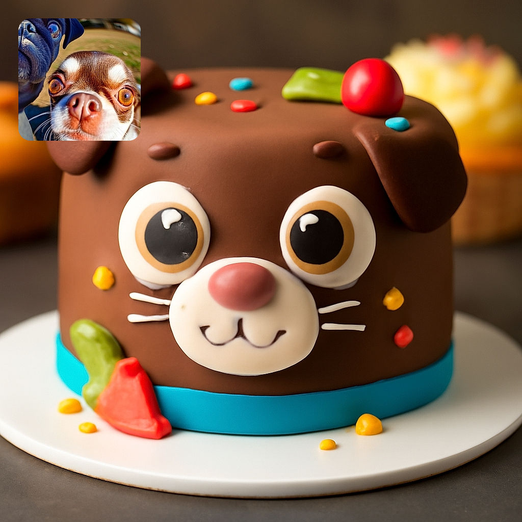 Two dogs with exaggerated wide eyes stare curiously into the camera, captured with a fisheye lens effect that distorts their faces humorously. The background is blurred out, focusing all attention on their expressive snouts and eyes, making for a quirky and amusing close-up.