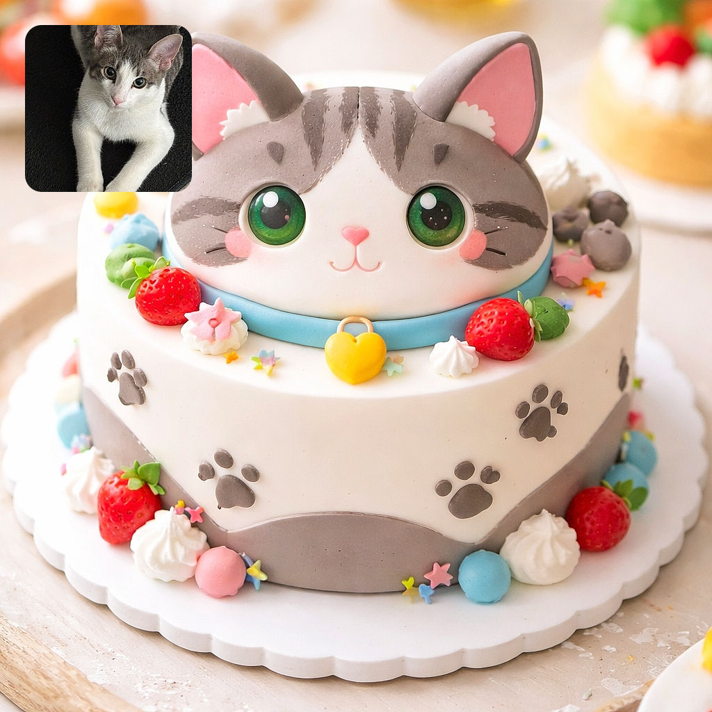 A wide-eyed gray-and-white kitten stares up like it knows a secret while sprawled on a black mat — captioned proudly with a giant "MY PET'S CUTE" sticker and a small Lemon8/user watermark. The cat's ears and whiskers are front-and-center, giving major innocent-conspirator energy.