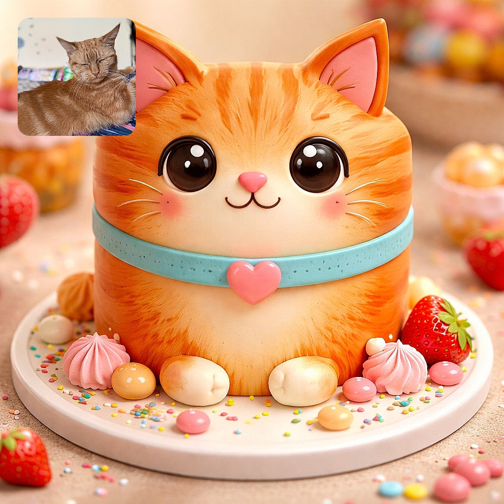 A fluffy orange tabby cat is peacefully napping with eyes closed, lying on a colorful patterned fabric. The background is softly blurred with subtle wall decorations, making the cat the clear star of this cozy snapshot.