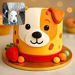 A curious little dog with a scruffy white and brown face peers up at the camera, standing on a wooden floor with a patterned couch in the background, ready to melt hearts with its innocent gaze.