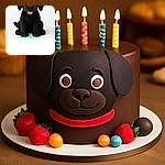 A cute black dog sitting with a happy expression, but it looks more like a very realistic plush toy or CGI model rather than a real photo. There's a turquoise text overlay at the bottom that says 'www.kingpet.com'.