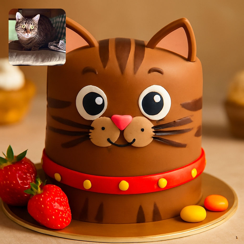 A wide-eyed tabby cat crouches on a cushioned surface, its intense gaze fixed on something off-camera. The soft lighting highlights the cat's fur texture while the background blurs into cozy indoor elements, including a green and white patterned fabric.