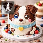 A stunning close-up portrait of a dog with striking heterochromatic eyes—one icy blue and one warm amber—framed by fluffy brown and white fur, showcasing impeccable focus and soft lighting against a neutral background.