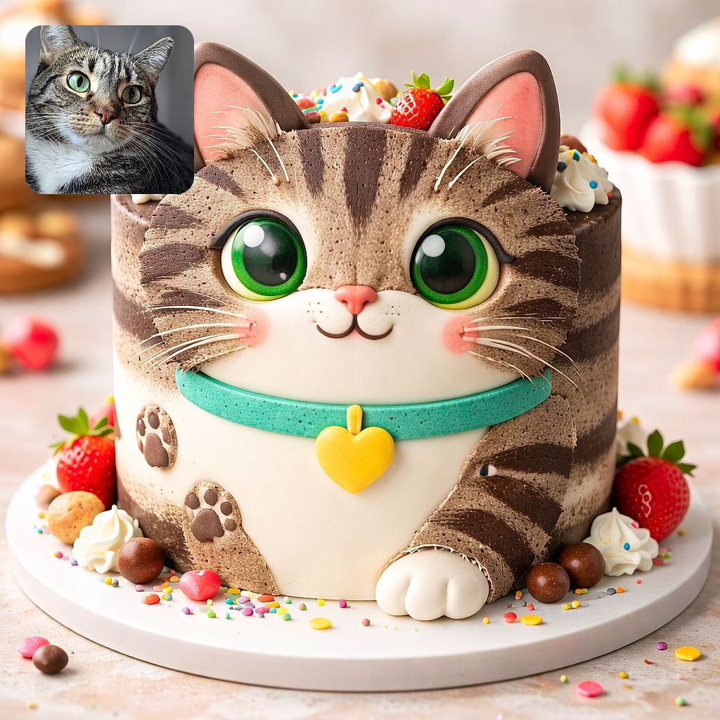 A majestic tabby in extreme close-up, eyes the color of emeralds and whiskers fanned like a tiny sunburst — looks like the cat just caught wind of a snack and is judging your life choices with pristine feline dignity.