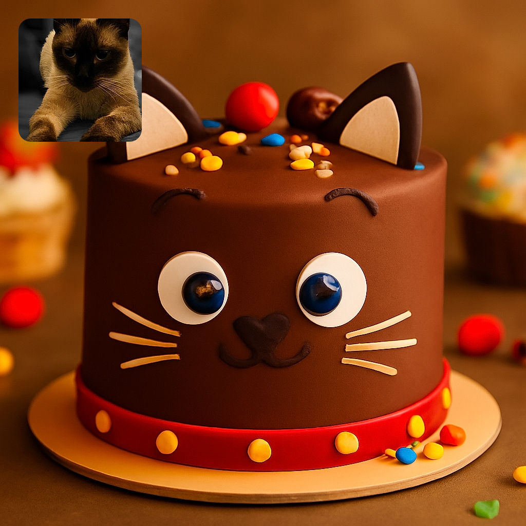 A close-up photo of a Siamese cat lying down with its paws stretched forward, its dark face contrasted against a softly blurred background, giving it a mysterious and regal vibe.