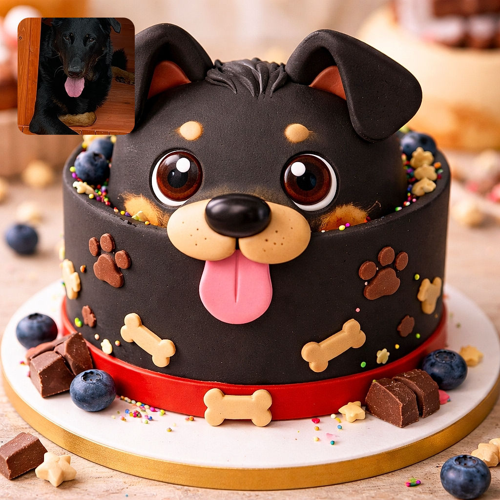 A happy black and tan dog lounging comfortably inside a wooden dog house with its tongue out, looking content and relaxed on a polished wooden floor.