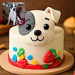 A cute puppy with a black patch over one eye sits on a cozy couch covered with blankets. The background shows some household items slightly out of focus, making the puppy the clear star of this warm, homey snapshot.