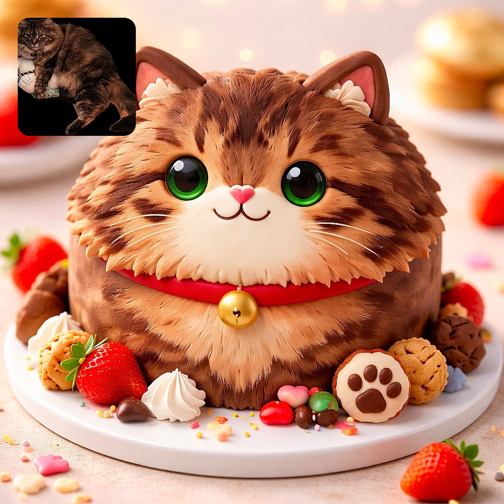 A fluffy tabby cat lounges comfortably on a soft toy, looking slightly unimpressed but regal, set against a stark black background that highlights its luxurious fur and relaxed pose.