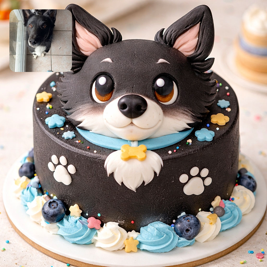 A curious black and white dog with bright brown eyes looks up expectantly next to a sliding glass door, while a person wearing cute blue cartoon socks and a cozy blue robe stands nearby on tiled floor.