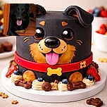 A happy black and tan dog lounging comfortably inside a wooden dog house, tongue out in a relaxed and playful manner, resting one paw on the wooden floor outside.