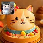 A charming one-eyed kitten with cream and white fur stands confidently on a table, looking slightly upwards with curiosity and innocence, surrounded by a cozy indoor setting with a blurred background.