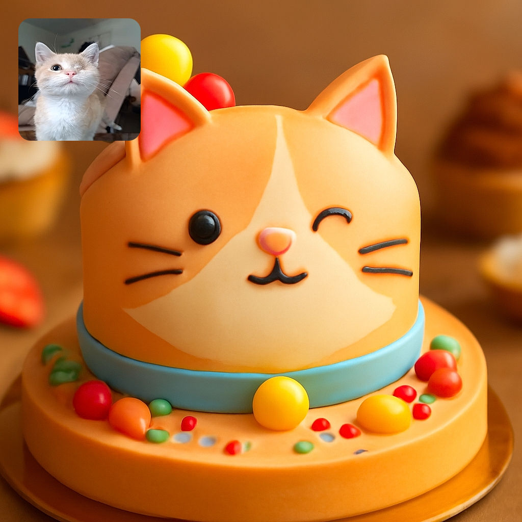 A charming one-eyed kitten with cream and white fur stands confidently on a table, looking slightly upwards with curiosity and innocence, surrounded by a cozy indoor setting with a blurred background.