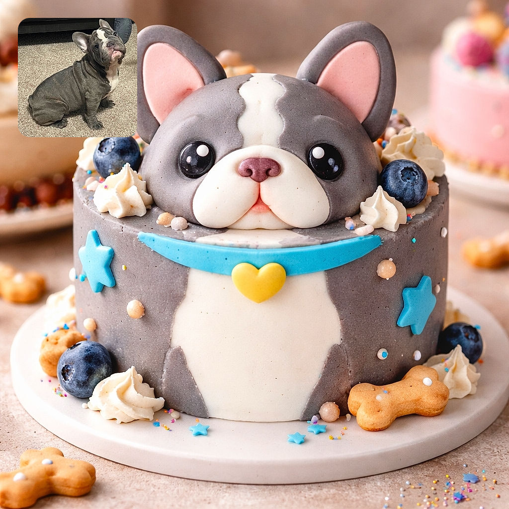 A charming French Bulldog puppy sitting on a carpet with a curious and slightly tilted head, looking up with big expressive eyes. The background shows part of a couch and a person's leg, keeping the focus on the adorable pup.