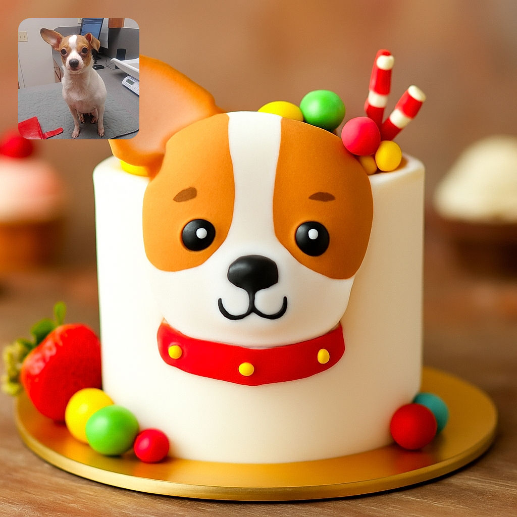 A small dog with large, expressive eyes and one ear perked up sits patiently on a gray mat in what appears to be a veterinary office. The background includes a computer monitor, shelves, and a scale, giving a clinical vibe. The dog looks curious and a bit serious, as if ready for its check-up.