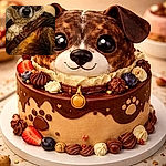 A dapper dog stares stoically in full Renaissance regalia — lace ruff, gilded doublet, leather baldric and a sword hilt peeking out — looking simultaneously noble and mildly unimpressed, like he's about to demand more treats or a knighthood.