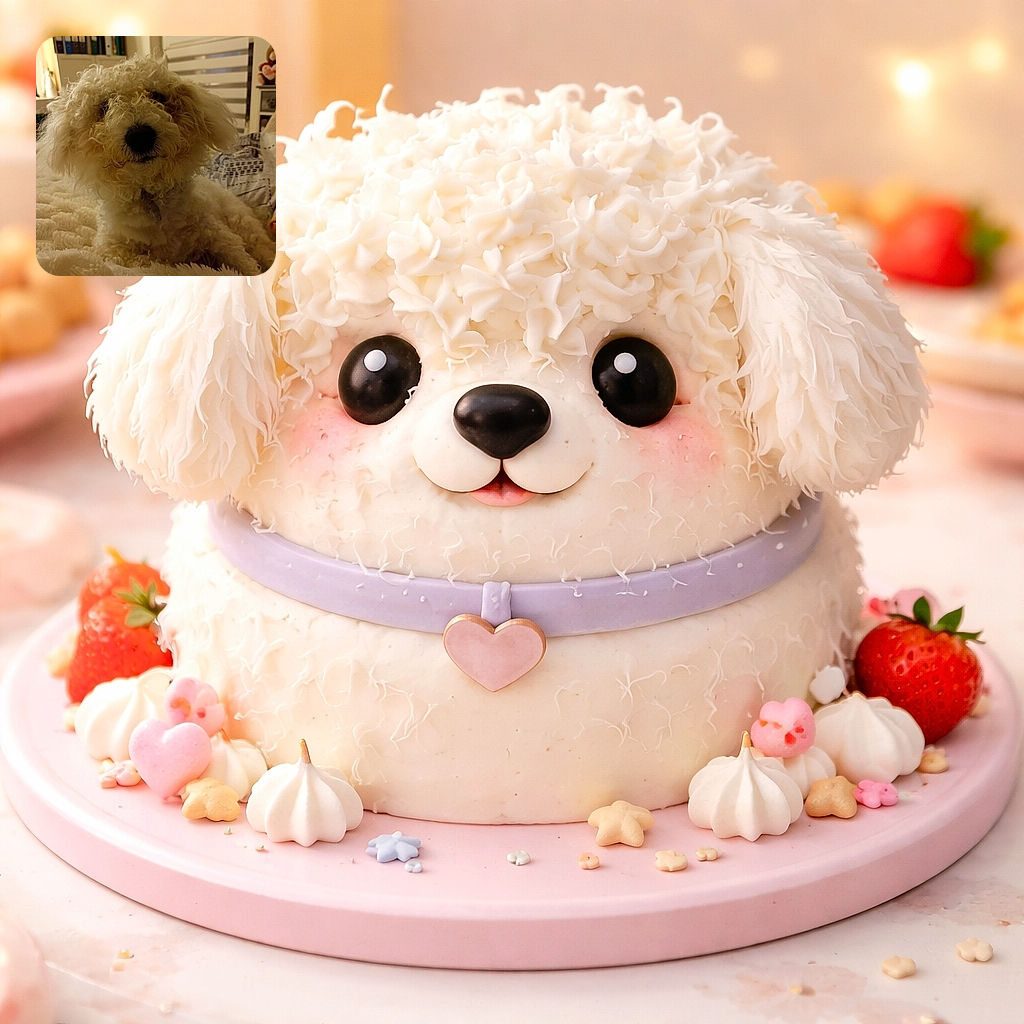 A fluffy curly-haired dog lounging comfortably on a soft blanket with a cozy indoor background featuring shelves and a window with blinds. The dog's dark eyes peek through its curly fur, giving it a cute and slightly mysterious look.