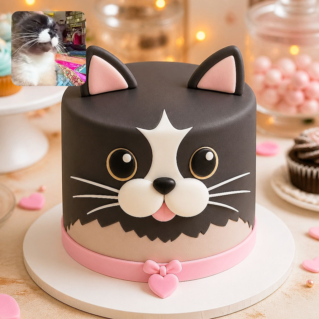 A fluffy tuxedo cat sits like a tiny, whiskered philosopher, gazing dramatically into the distance while a cheerful human pops up in the corner as the official video-call witness. A colorful quilt and cozy room complete the scene.