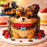 A tiny, wide-eyed Yorkie lounges like it owns the sofa — ears perked, collar tag gleaming, curled on a star-and-moon blanket with an expression that clearly says 'treats, please'.