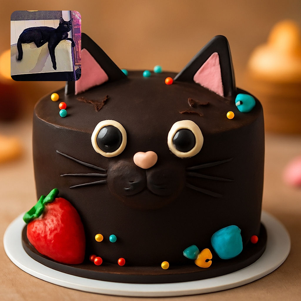 A sleek black cat lounges dramatically over the back of a worn chair, giving off an air of mysterious elegance while casting a long shadow on the wall behind. The colorful tapestry in the background adds a splash of vibrant chaos to the otherwise calm scene.