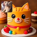 A close-up portrait of a serene orange cat being held by a person wearing a white shirt and a silver chain. The cat's detailed fur and expressive eyes are sharply focused, while the background and the person holding the cat are softly blurred, highlighting the feline's majestic whiskers and calm demeanor.