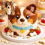 A charming and attentive dog with big, soulful eyes sits on a woven circular rug in a cozy, warmly lit living room, surrounded by soft furnishings and a potted plant, giving off major good boy vibes.