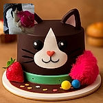 A curious black and white cat lounges on a bed, clutching a fluffy pink toy with a look of playful intent. The cozy bed setting and soft blankets create a warm, homely vibe, while the cat's intense gaze makes it clear this plush is no match for its paws.