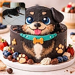 A relaxed dog with striking blue eyes lounges on a tiled floor, tongue out as if taking a break from some indoor adventures, with a cozy room setting in the background.