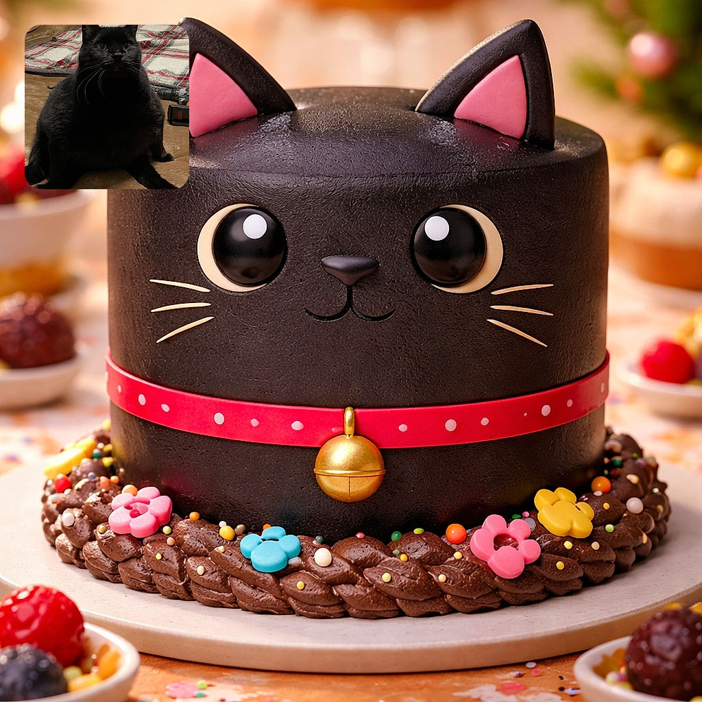 A chonky black cat sits like it owns the bed and your soul — whiskers on point, ears perked, and a plaid blanket and a rogue power drill providing unexpectedly domestic decor. The shot is a cozy nighttime phone screenshot (status bar included), capturing the cat's solemn stare and impressive floof in soft indoor light.