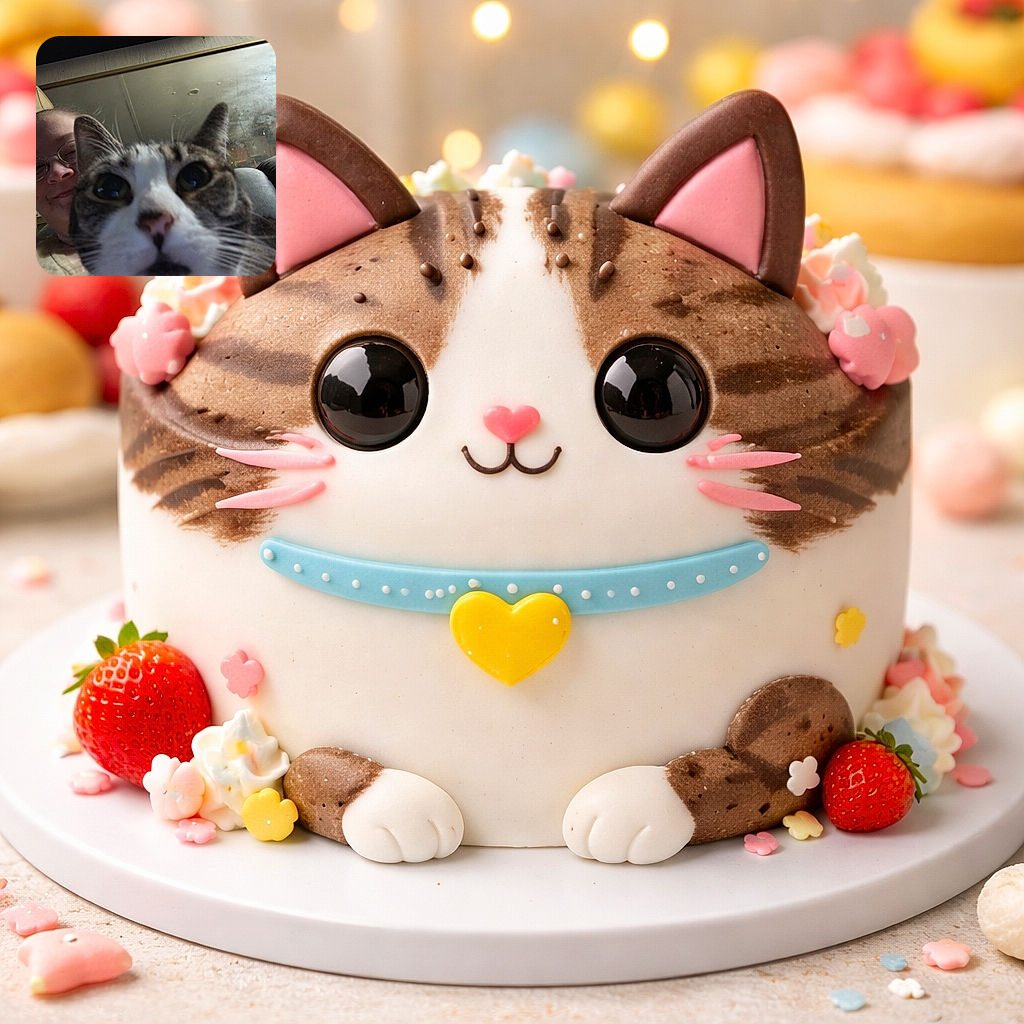 An inquisitive cat photobombs a selfie so close you can see the whisker follicles — human in the background looks amused while a giant fuzzy nose steals the show. The mirror and shelf add a cozy, slightly cluttered living-room vibe.