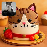 A curious tabby cat with striking green eyes sits perched on a black appliance, looking intently ahead as if guarding the kitchen kingdom. The soft lighting and neutral background make the cat's white and brown fur stand out beautifully.
