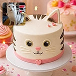 A white-and-gray cat stands proudly on a mustard-yellow bedspread, staring into the camera like a tiny landlord inspecting the living room. Its giant ears, serious expression, and curled tail steal the show, while shelves, a television, and cozy household clutter create a lived-in background. A small camera date stamp appears at the bottom, but there is no large user-added text overlay.