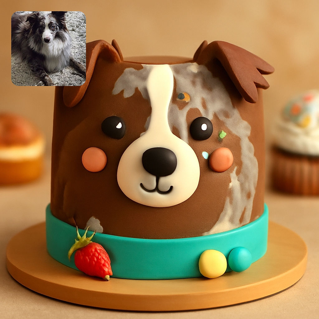 A fluffy dog with mesmerizing blue eyes lounges on a textured carpet, looking curiously at the camera with a soft and calm expression.
