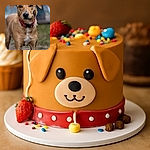 A focused and charming brown dog with a pink collar stands alert in a natural outdoor setting, its soulful eyes looking directly at the camera with a calm and confident expression.