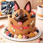 A happy, playful puppy sitting on the front passenger seat of a car, tongue out and ears perked up, with a slightly torn red harness and a smartphone lying beside it on the seat.