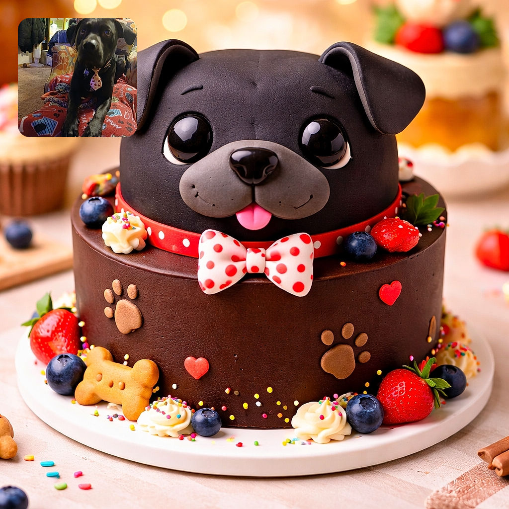 A dignified black dog wearing a heart-spotted tie lounges on a colorful blanket-covered armchair like it owns the place — paws politely stretched forward, a rope toy at the ready, and a pile of jackets and a lamp providing the perfect lived-in background for this canine CEO portrait.
