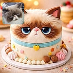 A squishy-faced Persian cat glares into the camera with big blue eyes and a pink button nose — a close-up of fluffy white and brown fur that fills the frame while the room behind melts into a soft, blurry paparazzi haze. It looks like the cat is judging your life choices, silently and majestically.