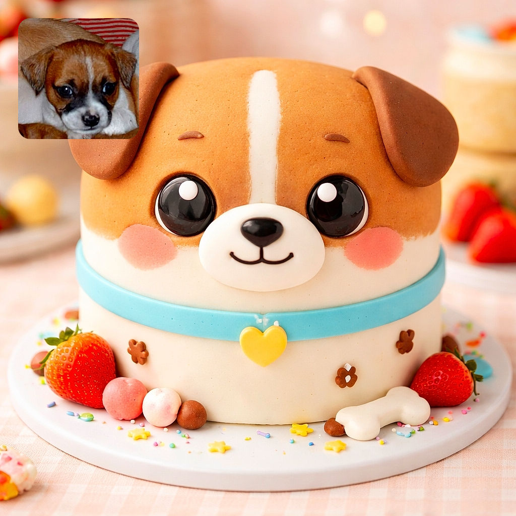 A close-up photo of an adorable puppy with soulful eyes and a cute black and white snout, nestled comfortably among other puppies and soft blankets with a striped red and white background.