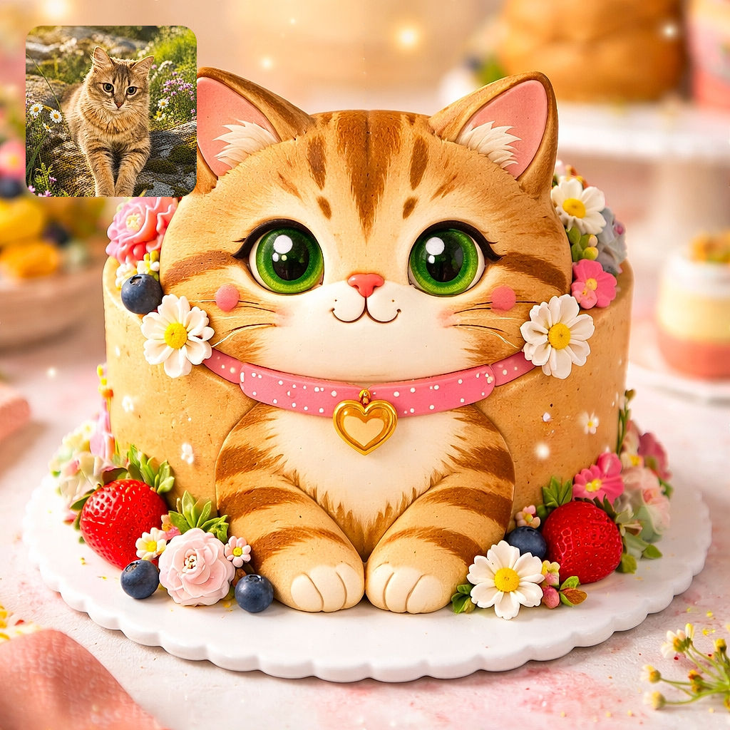 A fluffy tabby cat lounges gracefully on a mossy rock surrounded by delicate wildflowers, basking in the warm golden sunlight that adds a magical glow to the serene outdoor scene.