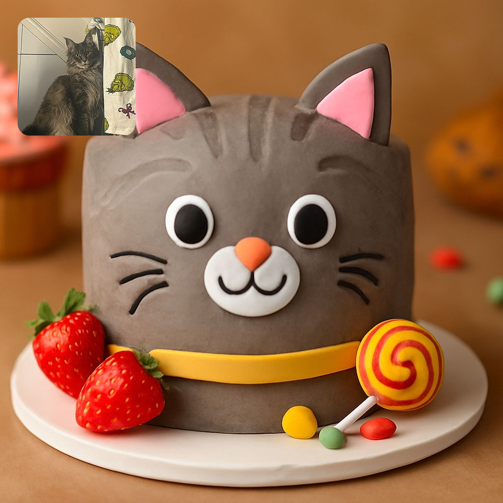 A majestic, fluffy cat with intense yellow eyes sits poised on a perch next to a festive towel decorated with Grinch faces, wreaths, and candy canes, giving off serious holiday vibes with a side of feline mystery.