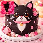 A sleek black and white cat with striking orange eyes nestled cozily in a vibrant, fluffy pink blanket that looks softer than a cloud, staring curiously at the camera like a tiny furry ninja hiding in a cotton candy fortress.