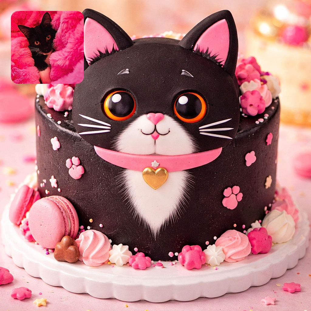 A sleek black and white cat with striking orange eyes nestled cozily in a vibrant, fluffy pink blanket that looks softer than a cloud, staring curiously at the camera like a tiny furry ninja hiding in a cotton candy fortress.