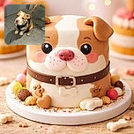 A squishy-faced pitbull puppy sits on a tiled floor wearing a black harness and an orange leash, giving a guilty-but-adorable side-eye like it knows exactly how cute it is.