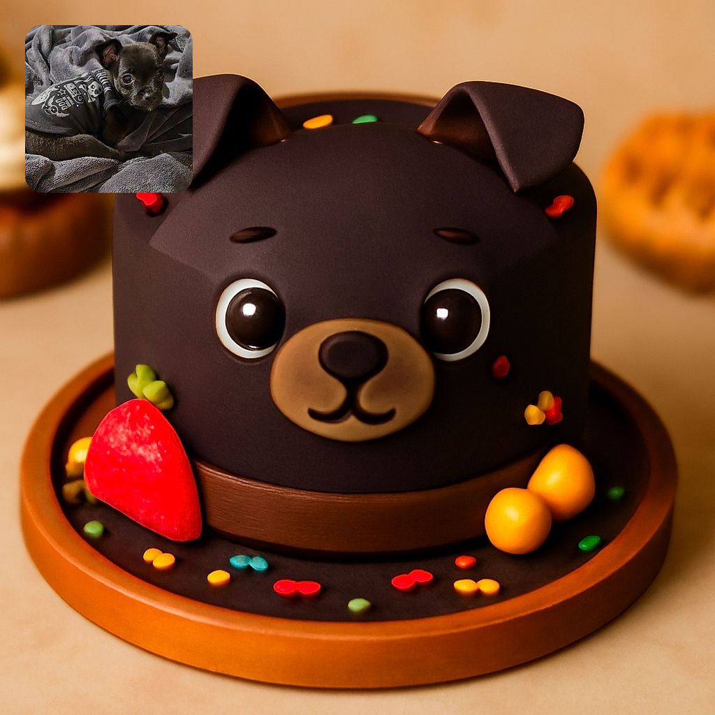 A tiny dog wrapped snugly in a cozy gray blanket, wearing a cute black shirt with skull and bone designs, looking up with big, shiny eyes full of curiosity and innocence.