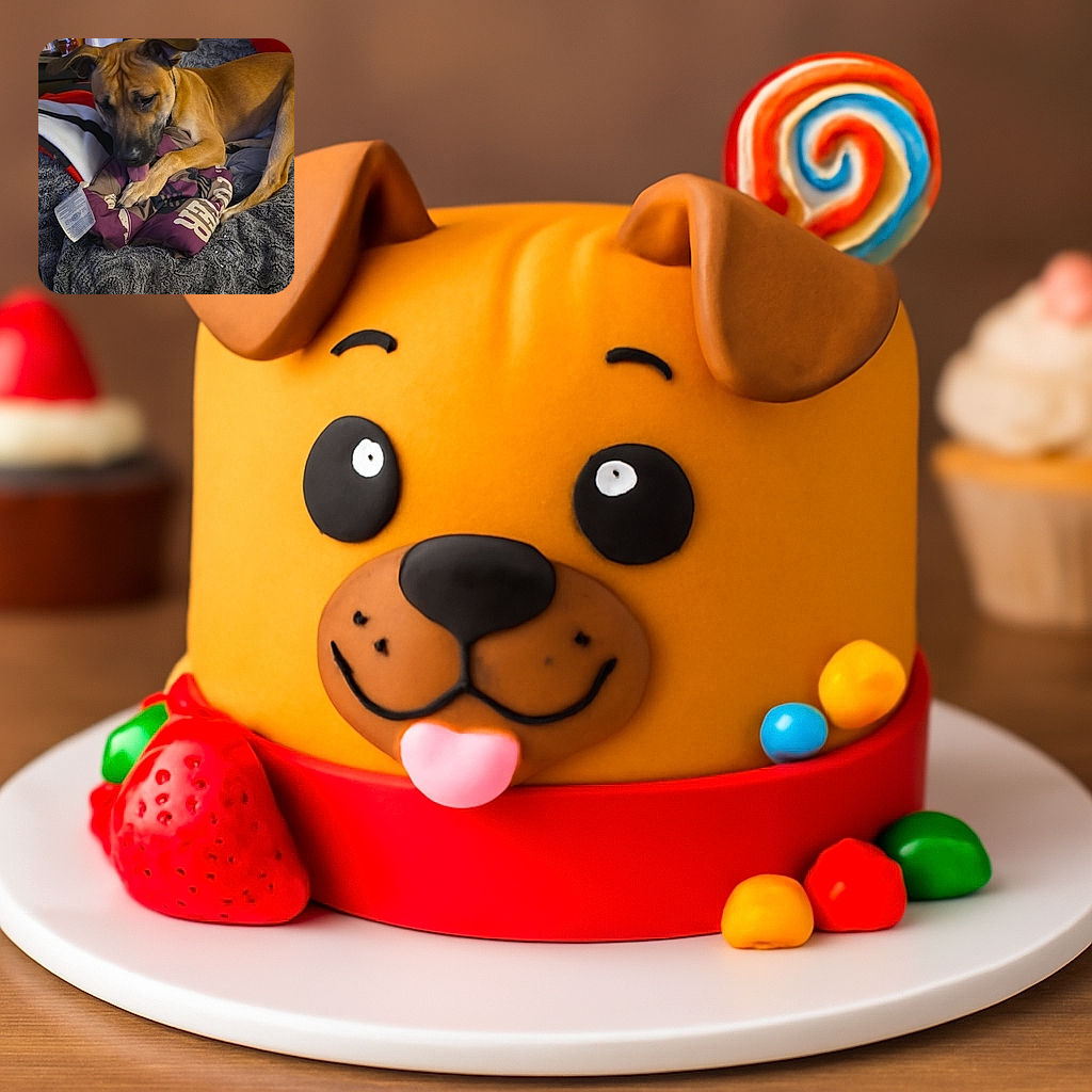 A playful dog is lying on a cozy textured blanket, chewing on a colorful fabric while surrounded by plush toys including a Pikachu and an owl wearing a cap, creating a warm and fun indoor scene.